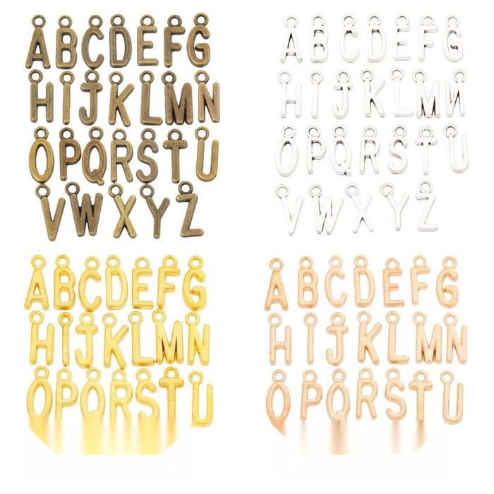 Uppercase Alphabet Letter Charms in Multiple Metal Finishes for Jewelry Making