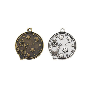 Rocket and Planet Charm Metal Pendant for Jewelry Making