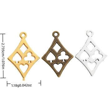 Playing Card Suit Diamond Charms in Three Finishes