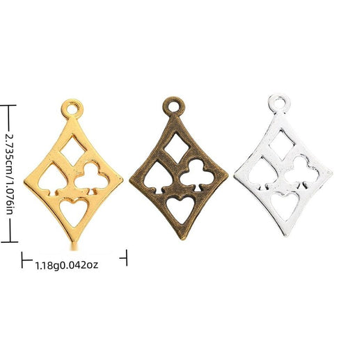 Assorted playing card suit charm shown from the front