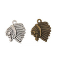Feather Headdress Profile Metal Charms in Bronze and Silver view 1