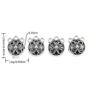 Floral Medallion Large Hole Bail Bead in Silver Tone