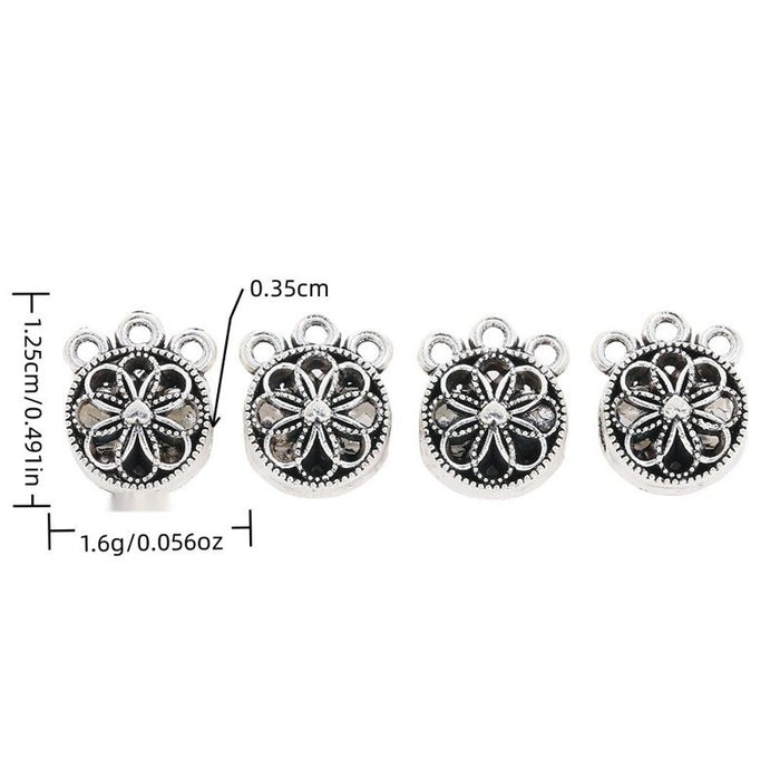 Floral Medallion Large Hole Bail Bead in Silver Tone