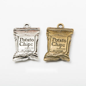 Vintage Potato Chips Bag Charms in Multiple Finishes for Jewelry Making