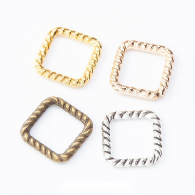 Square Jewelry Connector finish comparison on a white background