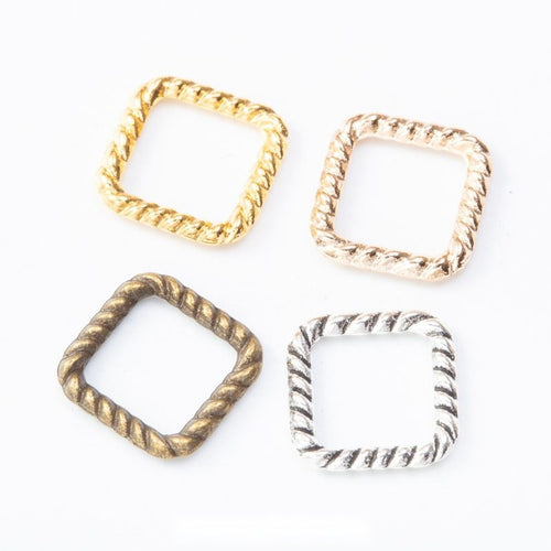 Square Jewelry Connector finish comparison on a white background