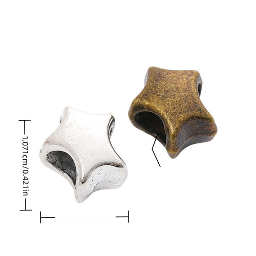 Front and reverse views of the 五角星大孔珠 in its pictured finishes