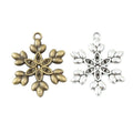 Detailed Six Arm Snowflake Charm In Antique Bronze and Antique Silver Metal Finish view 1