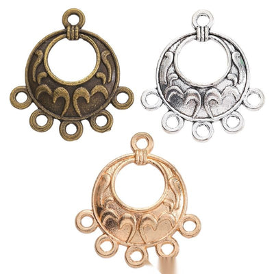 Five Loop Round Connector metal pieces shown in the available finishes.