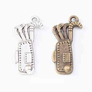 Golf Bag Charm in 2 Metal Finishes for Jewelry Making