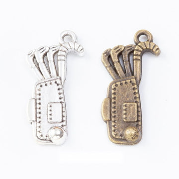 Golf Bag Charm in 2 Metal Finishes for Jewelry Making