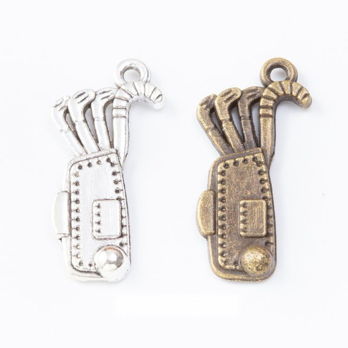 Golf Bag Charm in 2 Metal Finishes for Jewelry Making