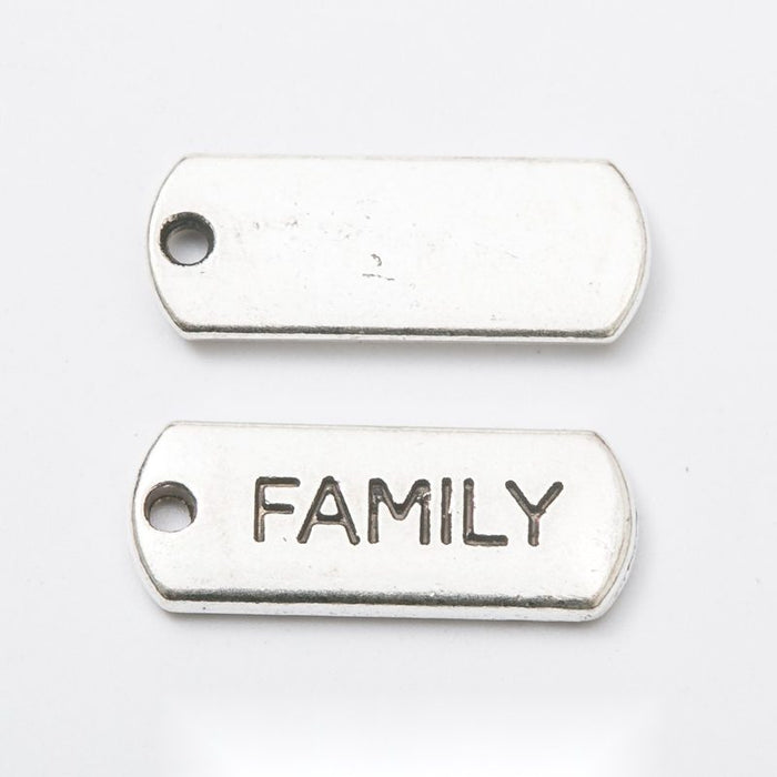Family Word Charm in 1 Metal Finish for Jewelry Making