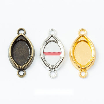 Vintage Double Loop Oval Bezel Connectors in Multiple Finishes for Jewelry Making