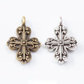 Ornate Cross Metal Charm in 2 Distinct Finishes for Jewelry Making view 1