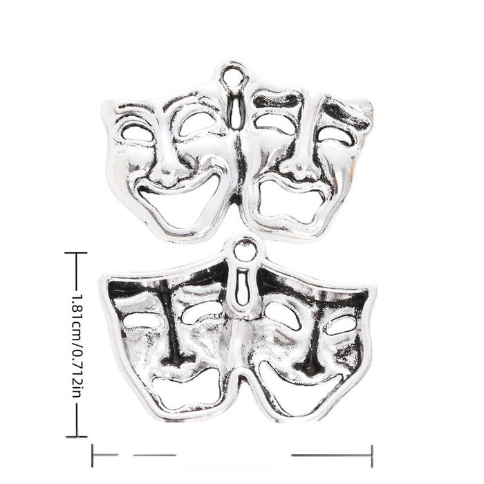 Comedy and Tragedy Masks Alloy Charm in Antique Silver Finish
