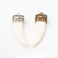 Cream Tusk Shape Pendants in 2 Metal Finish Options view 1