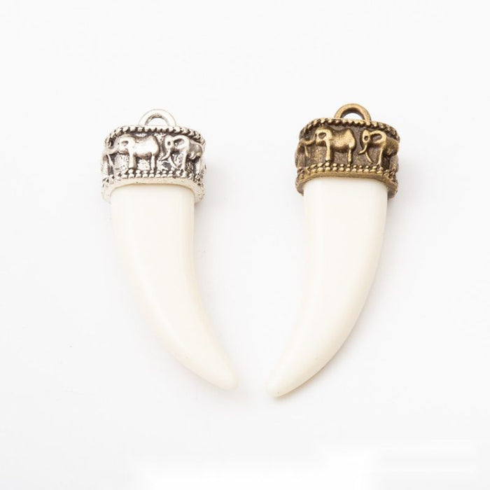 Cream Tusk Shape Pendants in 2 Metal Finish Options