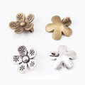 Five Petal Flower Metal Charm in Two Antique Finishes view 1