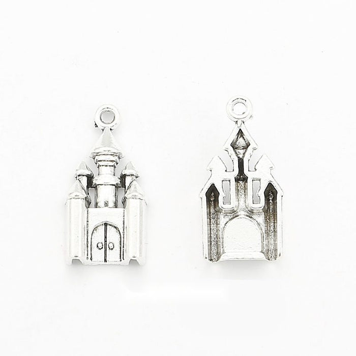 Twin Tower Castle Charm Metal Pendant for Jewelry Making