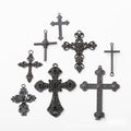 Assorted Black Cross Metal Pendant Charms in 8 Distinct Finishes view 1