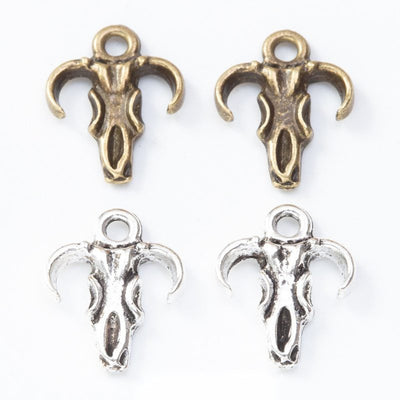 Overview of ram skull charms in the available designs and finishes