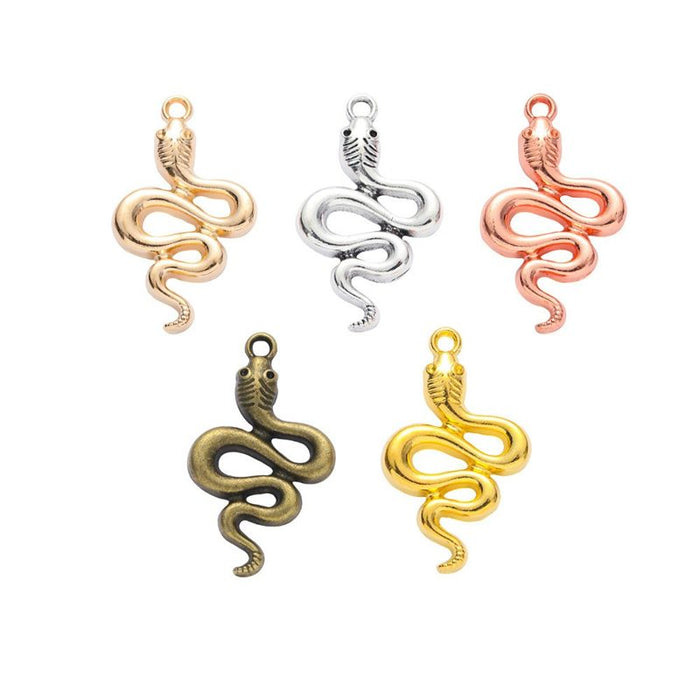 Sinuous Coiled Snake Charm Metal Pendant for Jewelry Making