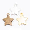 Plain Five Point Star Charm In Antique Bronze, Gold and Antique Silver Metal Finish view 1