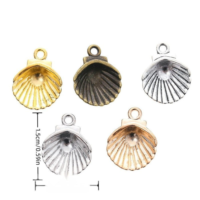 Open Scallop Shell Charm in Five Metal Finishes Jewelry Making Component