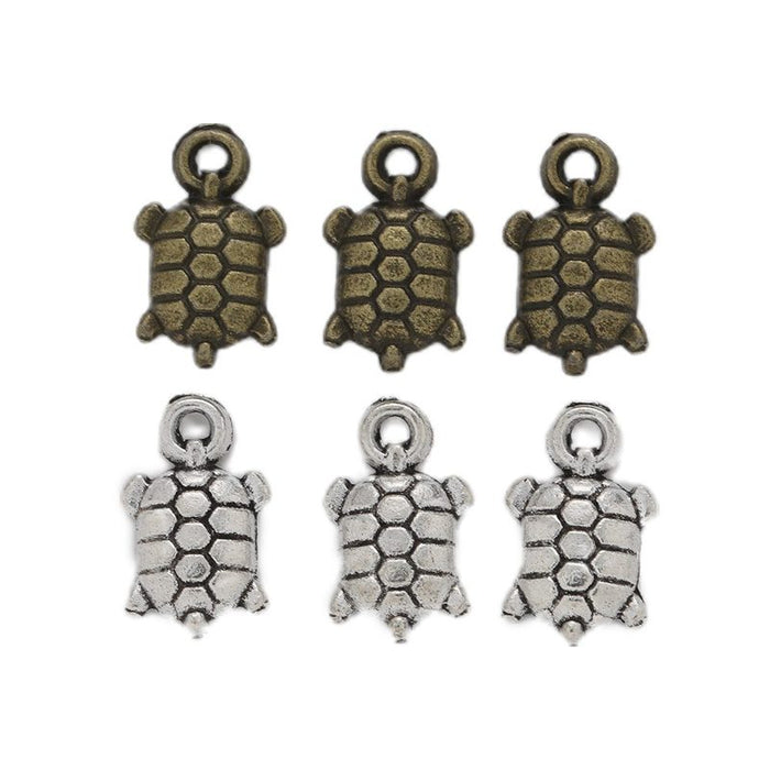 Tiny Textured Turtle Charm in 2 Metal Finishes for Jewelry Making