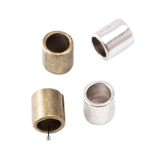 Smooth Cylinder Large-Hole Metal Beads shown in a grouped front view on a plain background