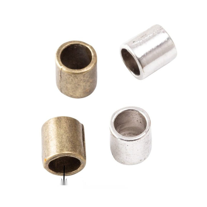 Smooth Cylinder Large-Hole Metal Beads in 2 Finishes