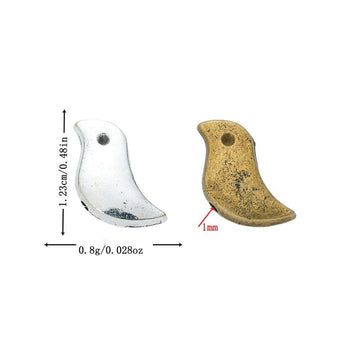 Curved Bird Spacer Bead in Bronze and Silver Tones