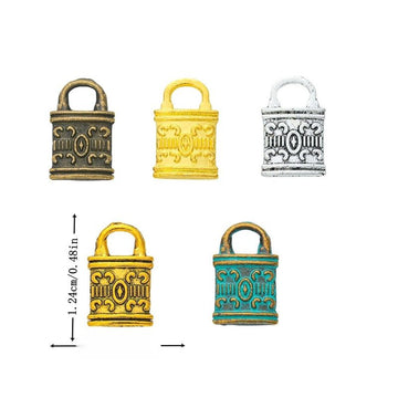 Ornate Padlock Charms In Five Vintage Metal Finishes
