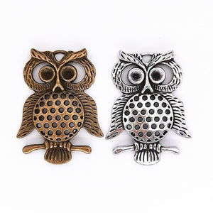 Antique Openwork Owl Metal Charm, Two Finishes Jewelry Component