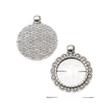 Round Beaded Edge Cabochon Pendant Setting in Antique Silver view 1