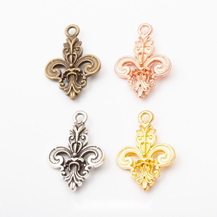 Ornate Fleur-de-Lis Metal Charms in Four Finish Options