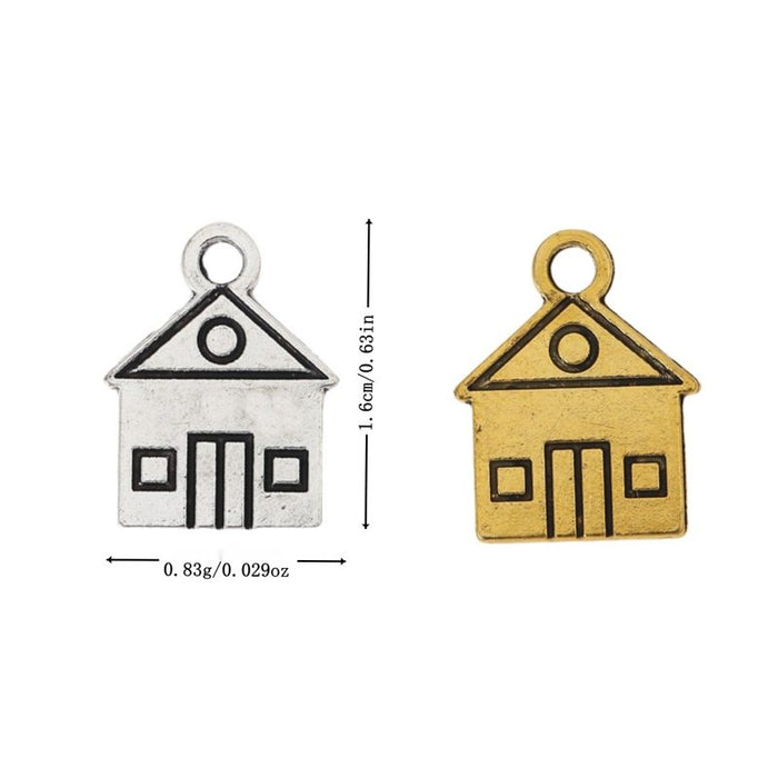 House Metal Charms in Two Antique Finishes for Jewelry Making