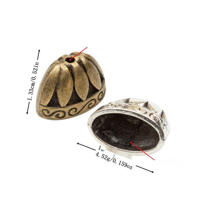 Fluted Bead Cap with Scroll Border in Two Antique Finishes