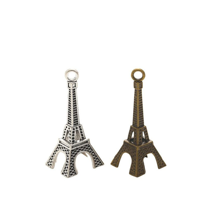 Eiffel Tower Metal Charms in Antique Bronze and Silver Finishes