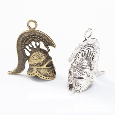 Group view showing the available finishes of roman warrior helmet charms