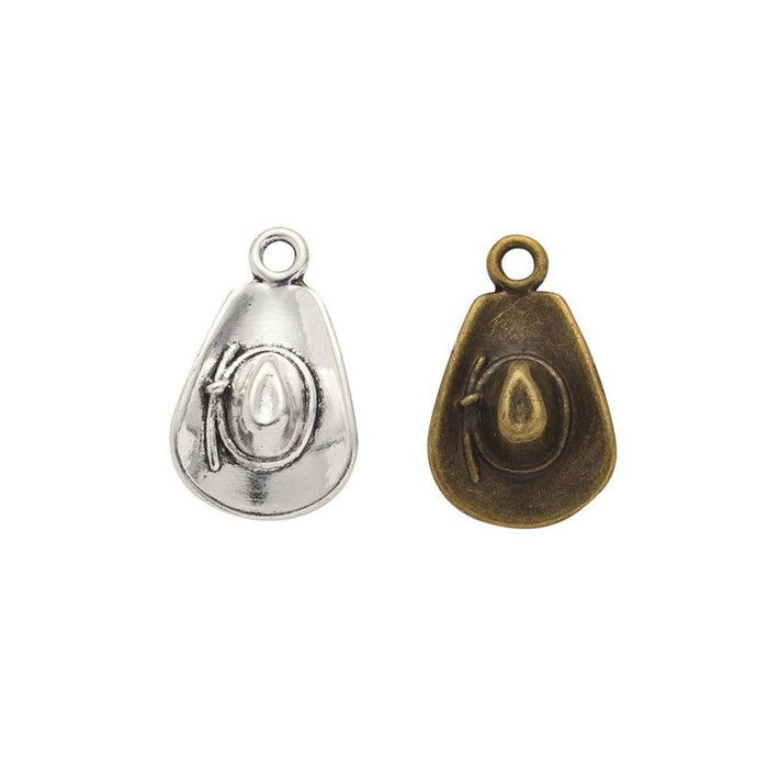 Cowboy Hat Charm In 2 Metal Finishes For Jewelry Making