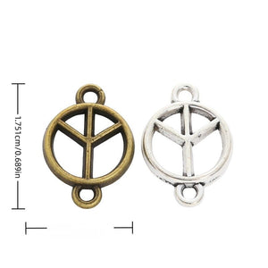 Double Loop Peace Sign Connector in 2 Metal Finishes for Jewelry Making