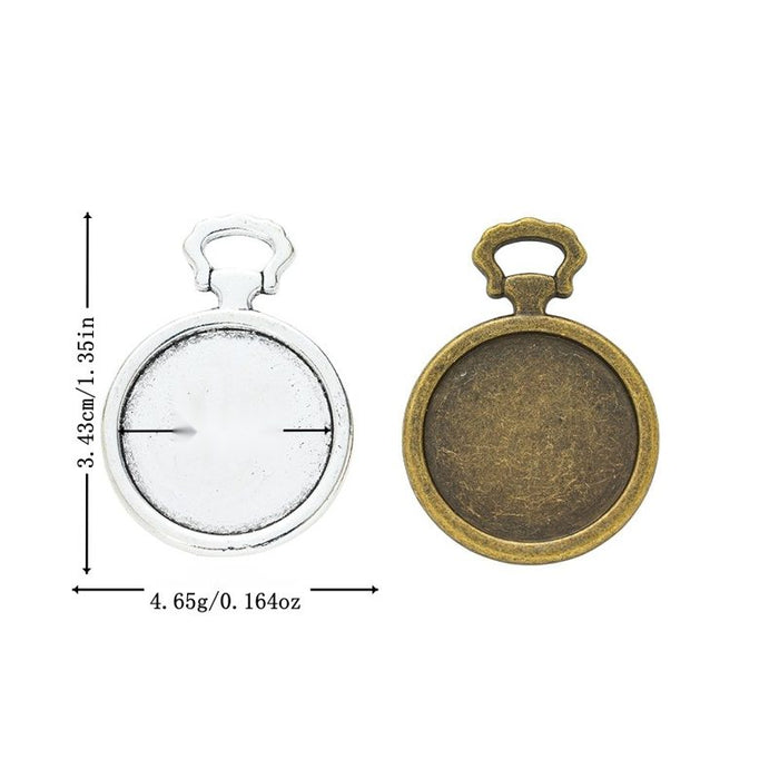 Pocket Watch Shape Round Cabochon Settings in Two Finishes
