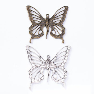 Large Openwork Fairy Butterfly Charms in Bronze and Silver
