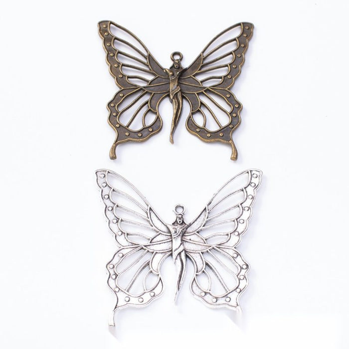 Large Openwork Fairy Butterfly Charms in Bronze and Silver