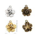 Five Petal Flower Charm in 3 Metal Finishes for Jewelry Making view 1