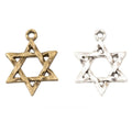 Open Star Of David Charm In Antique Bronze and Antique Silver Metal Finish view 1