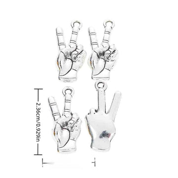 Peace Sign Hand Charm in 1 Metal Finish for Jewelry Making