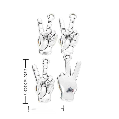 Peace Sign Hand Charm shown on a white background